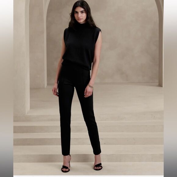 BANANA REPUBLIC Skinny Stretch Ponte Pant, Black, Size Small - Picture 1 of 9